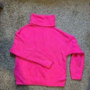Neon Pink Fold over Turtleneck